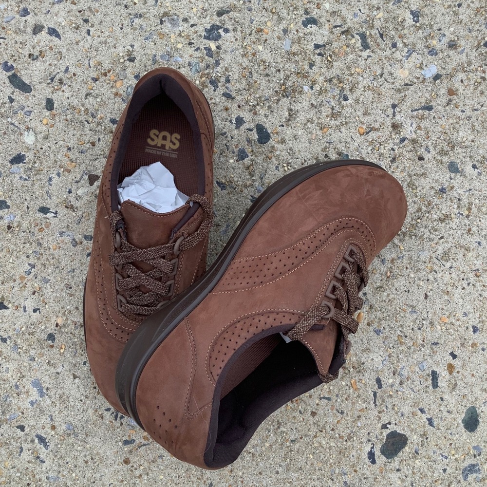 SAS Free Time Brown Nubuck Leather Walking Shoes Womens 10 W Made in USA Comfort - Picture 15 of 16